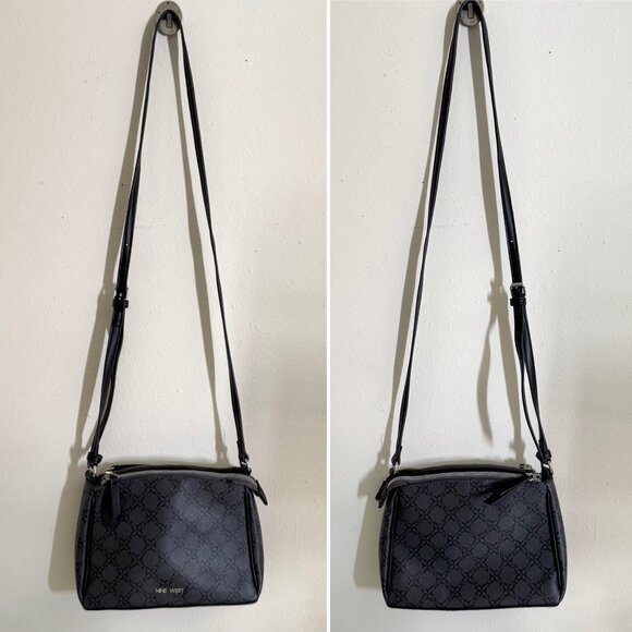 Nine West Small Crossbody Bag Multi Compartment Zip Closed Adjustable Strap - Picture 2 of 14